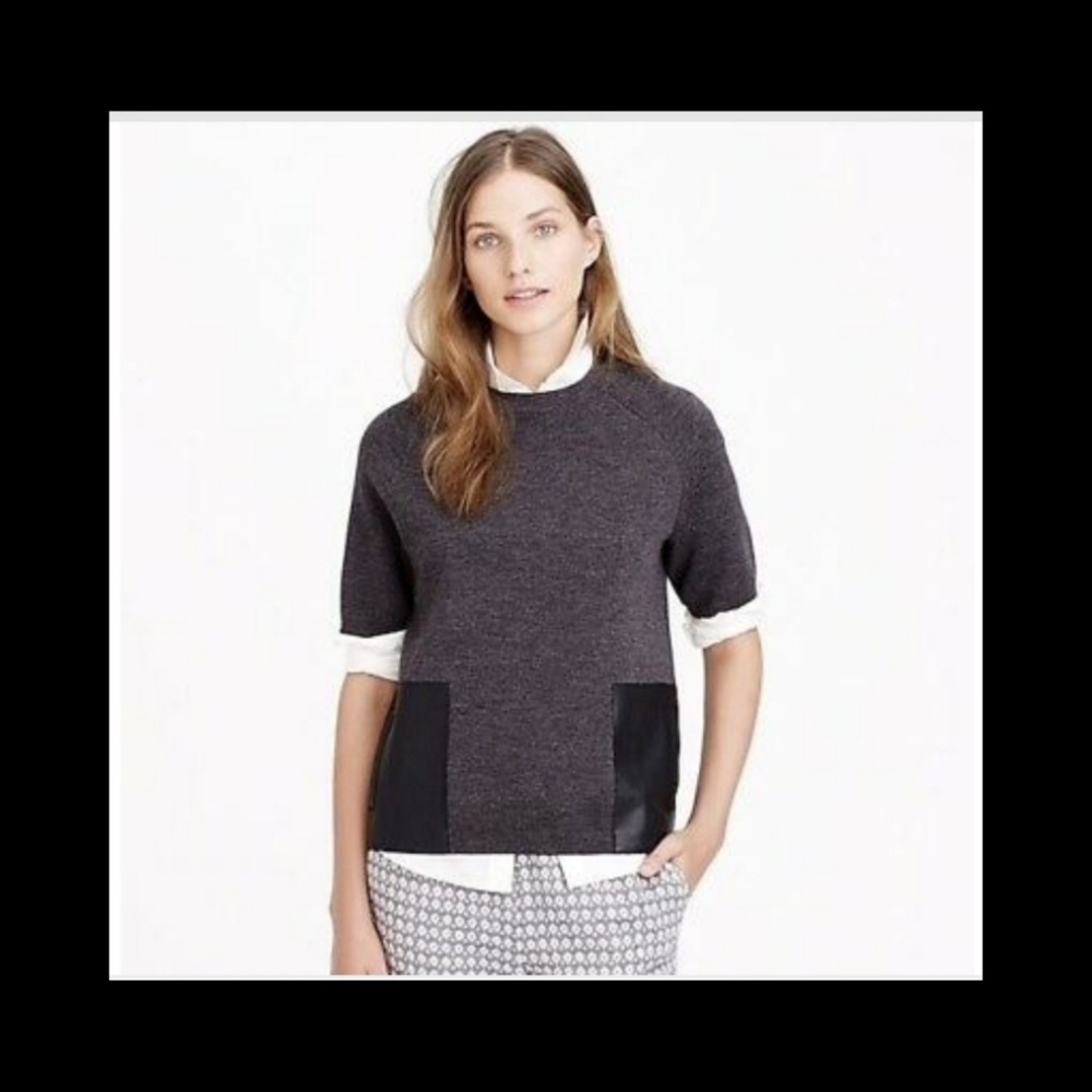 J. Crew | Merino Wool Leather Pocket Tee Shirt